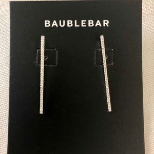 BaubleBar Silver Diamond Bar Earrings